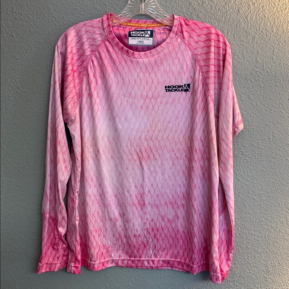 Hook & Tackle Pink Long Sleeve SPF Fishing or Sun Shirt